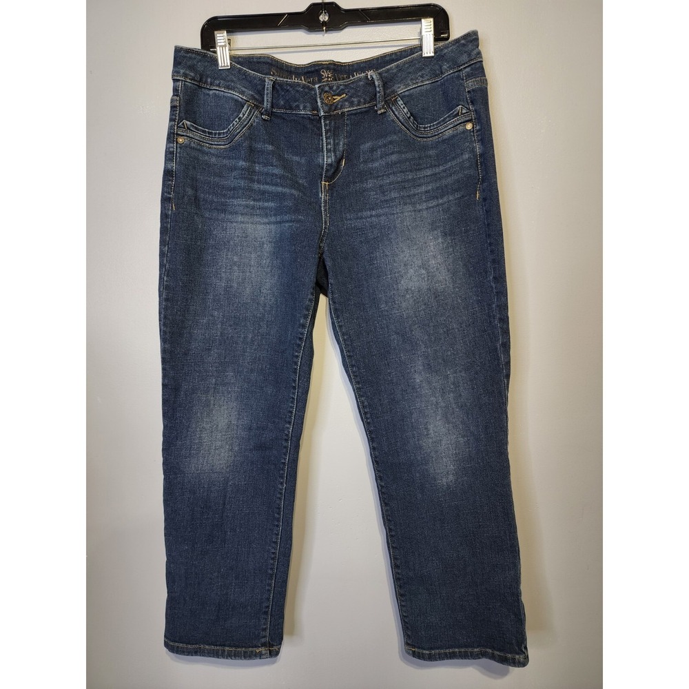 Simply Vera Vera Wang Mid Rise Straight Jeans Women's 14 Blue Flap Back Pockets